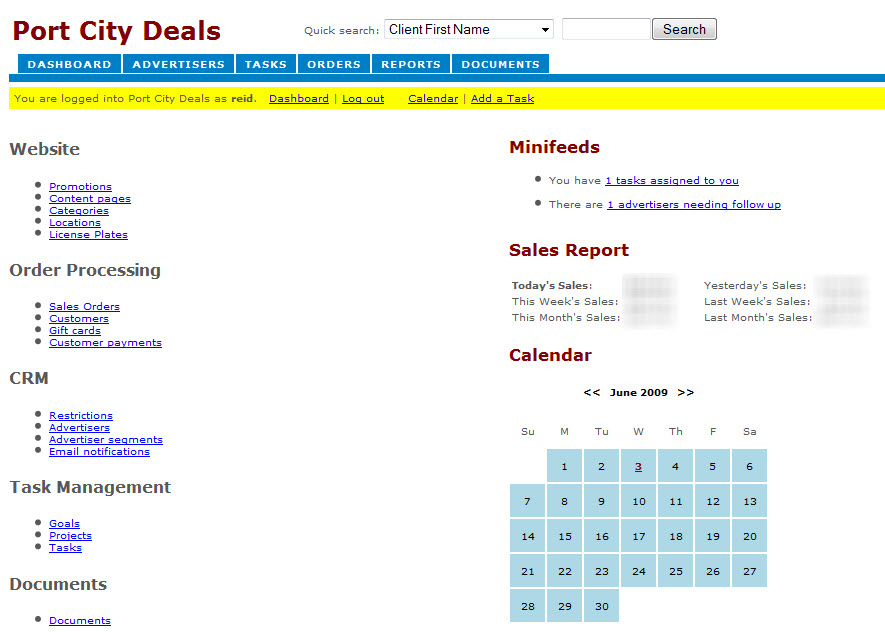 Port City Deals admin site